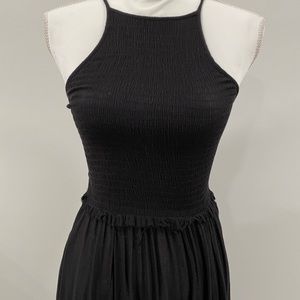 Free People ruched top long black dress